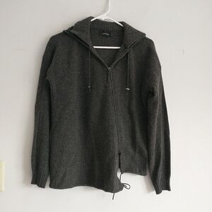 Cividini Cardigan Sweater Womens 44 M*Gray Cashmere Wool Hooded Full Zip Italy